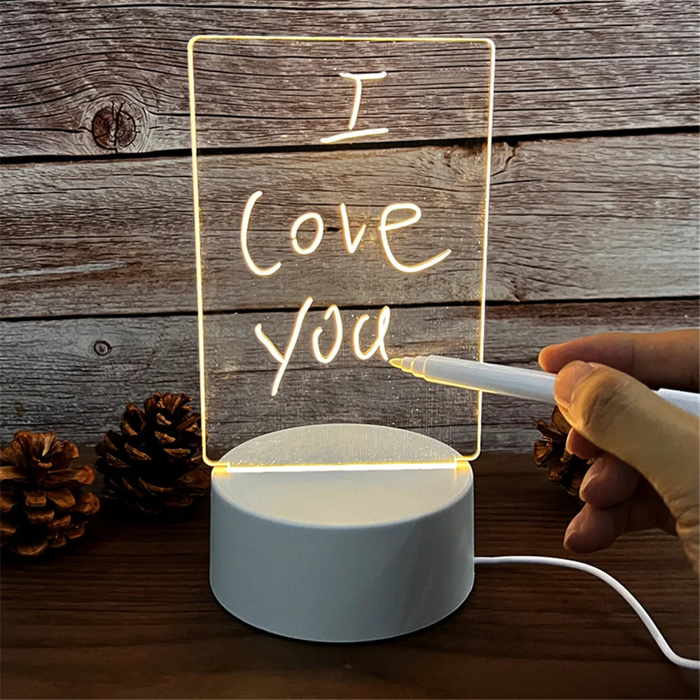 Veilleuse LED Tableau Message USB – Cadeau Décoration avec Stylo